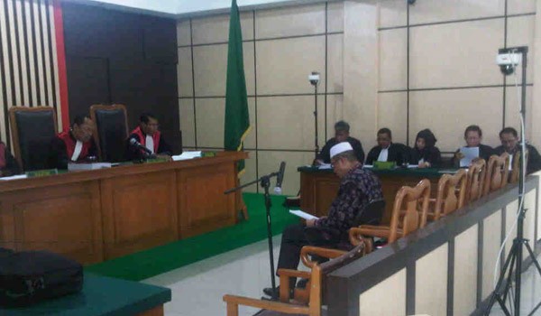 Mantan Sekda Prov Jambi, Syahrasaddin, terdakwa kasus dugaan korupsis dana rutin Kwartir Daerah (Kwarda) Pramuka Jambi 